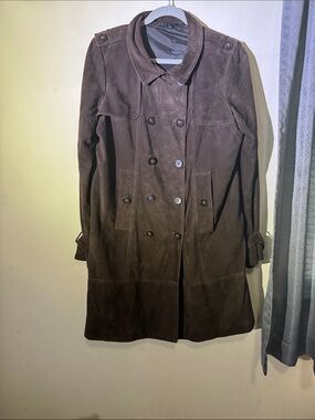 Women’s Brown Suede Double-Breasted Trench Coat